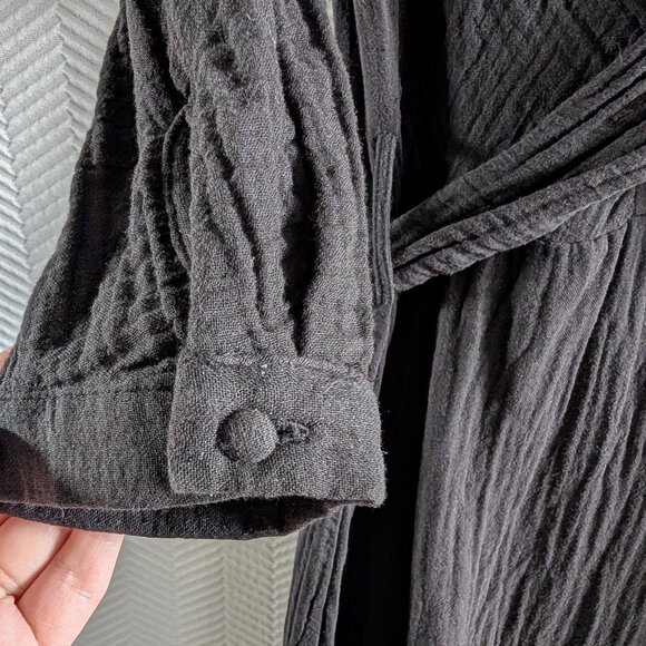 Zara Black Cotton Gauze Midi Dress with Slits and Back Tie Size Small Minimalist - Picture 7 of 12